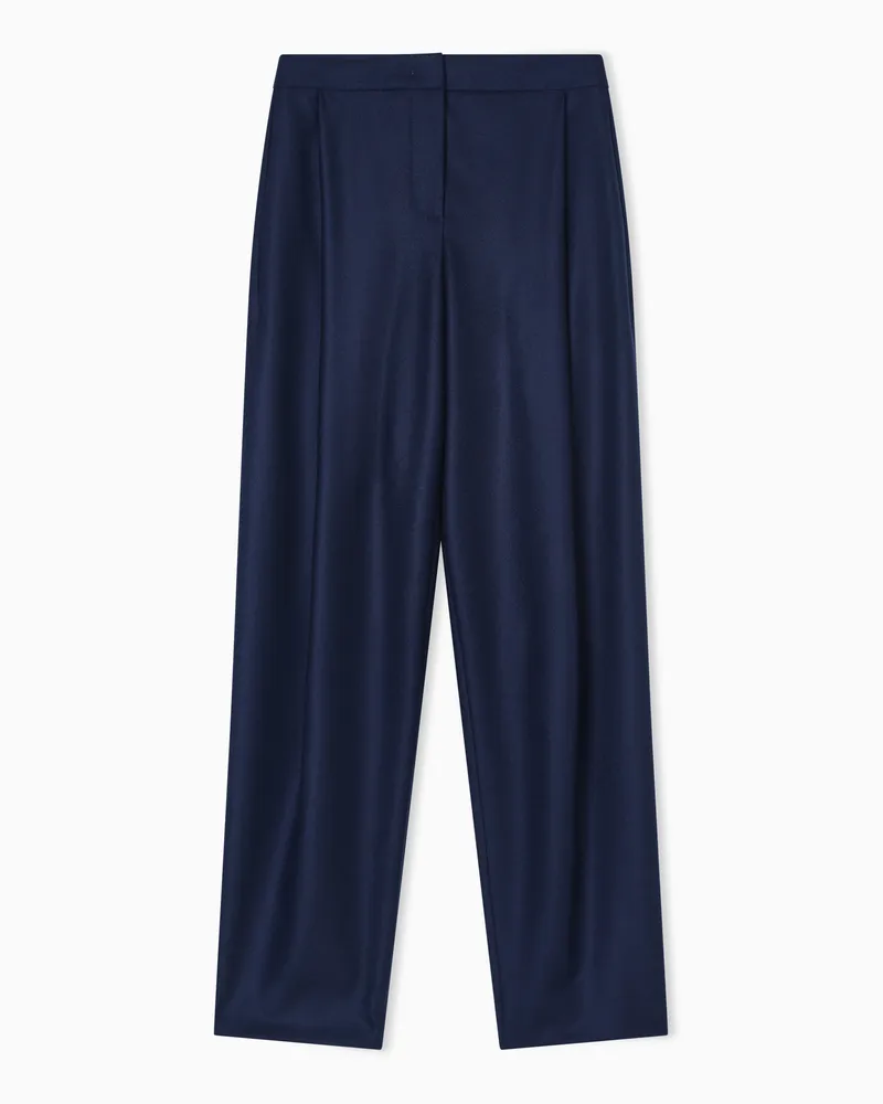 Giorgio Armani Hose mit einer Bundfalte, aus Kaschmirflanell Blau