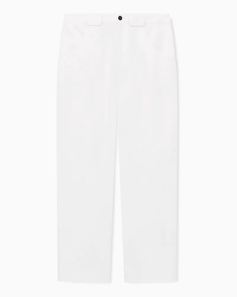 Giorgio Armani Regular Fit Hose aus Baumwollgabardine mit geradem Bein Weiß
