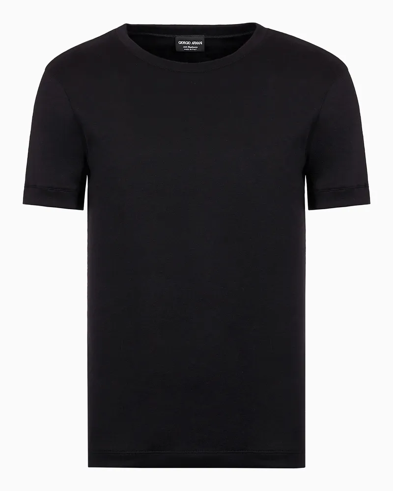 Giorgio Armani Kurzärmliger Icon Kaschmirpullover Schwarz