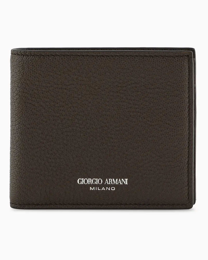 Giorgio Armani Portemonnaie aus bedrucktem Leder Braun