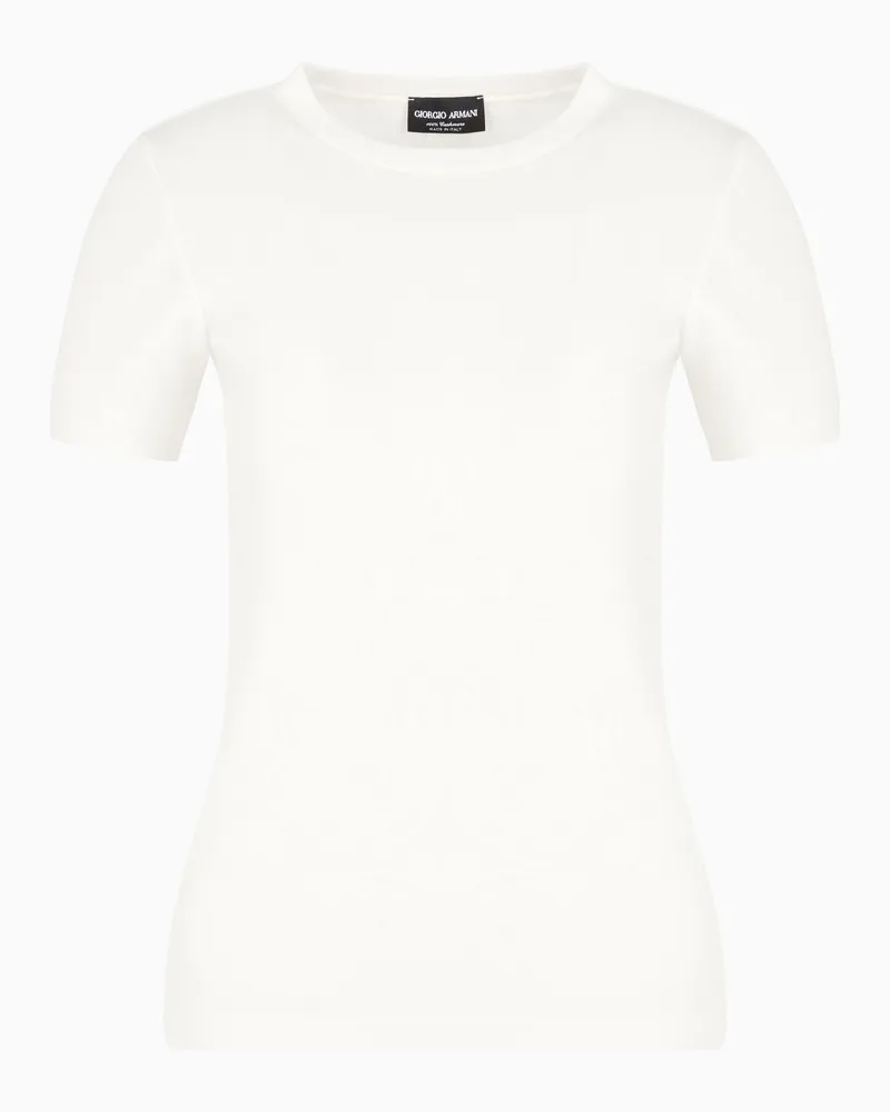 Giorgio Armani T-Shirt aus reinem Kaschmir Weiß