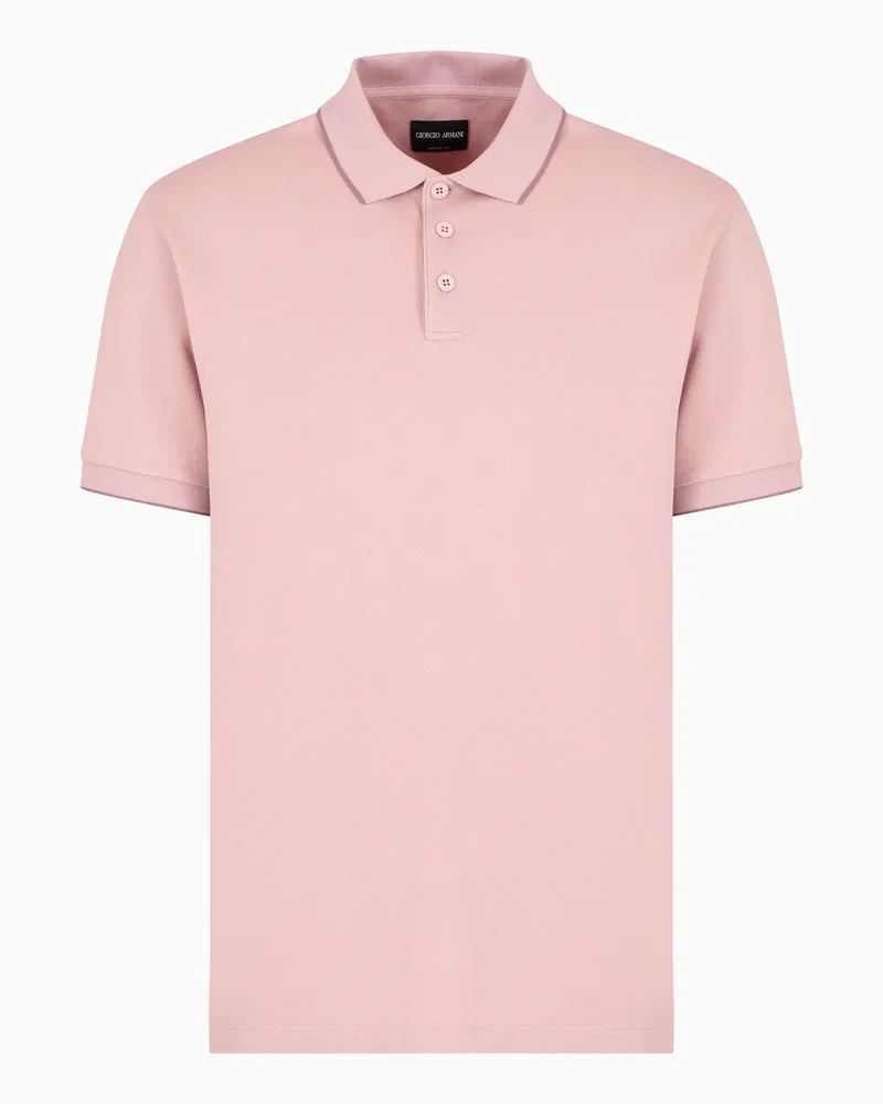 Giorgio Armani Poloshirt aus Baumwollpikee mit Lisle-Garn Pink