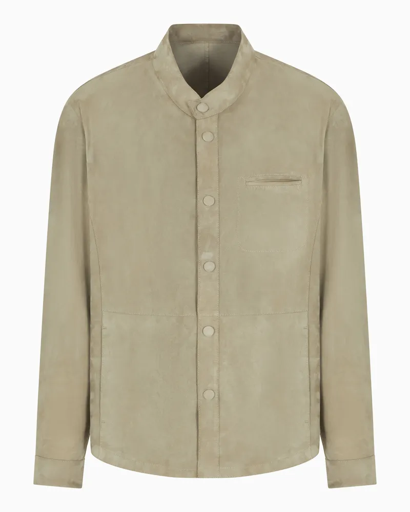 Giorgio Armani Hemdjacke aus Lamm-Veloursleder Beige