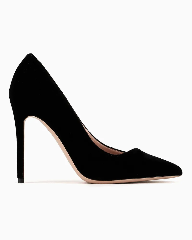 Giorgio Armani Pumps aus Samt mit asymmetrischem Ausschnitt Schwarz