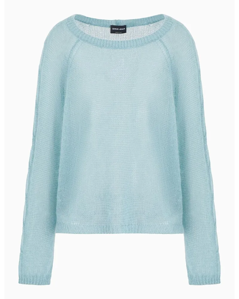 Giorgio Armani Pullover mit Rundhalsausschnitt Aus Einer Mohair-wollmischung Azurblau