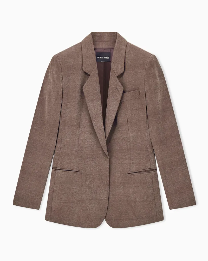 Giorgio Armani Blazer aus gewaschener Seide mit Reverskragen Braun