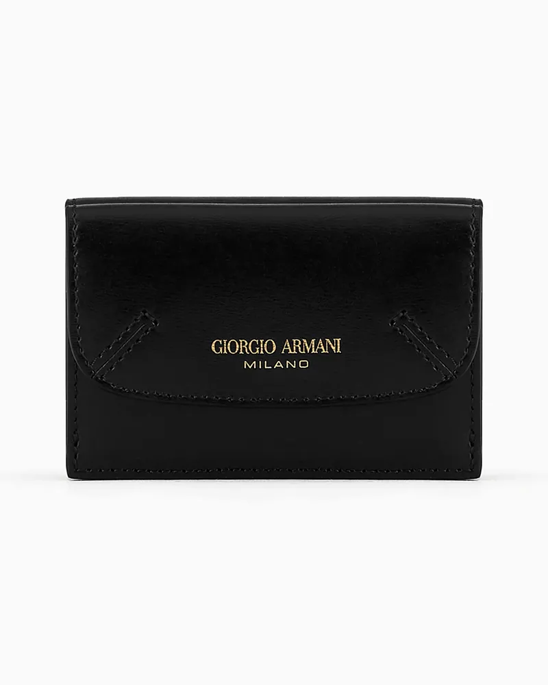 Giorgio Armani Dreifächriges la Prima Mini-Portemonnaie aus strukturiertem Leder Schwarz