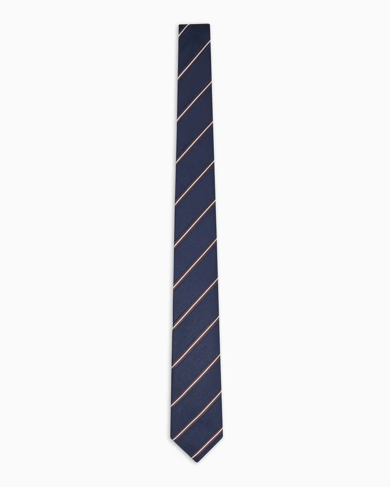 Giorgio Armani Krawatte aus Seide in Jacquard-Stoff-Verarbeitung mit Regimentalstreifen Blau