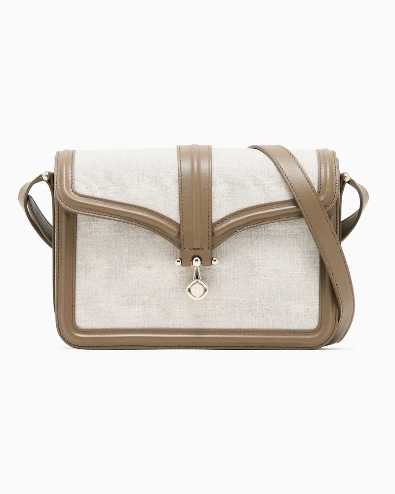 Giorgio Armani Crossbody Bag aus Canvas und Glattleder Beige
