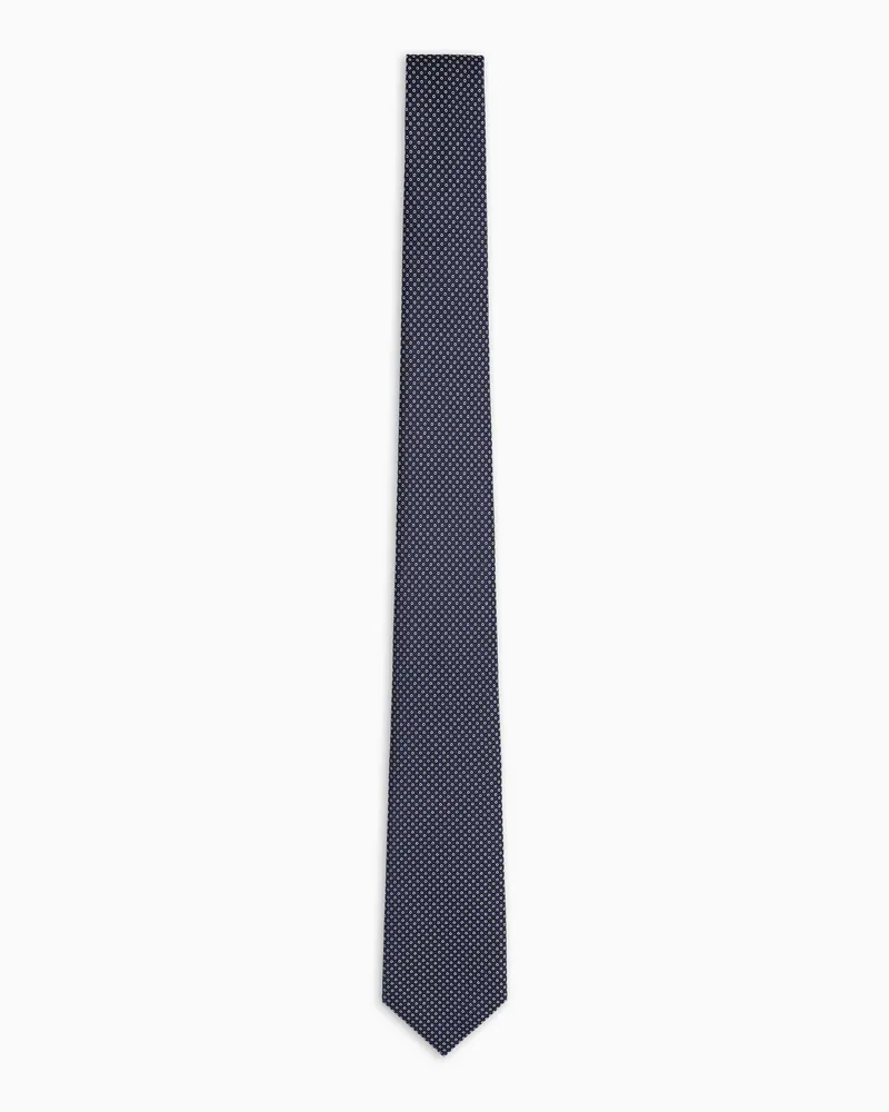 Giorgio Armani Krawatte aus Seide, gefertigt aus Jacquard-Stoff mit Mikromuster Blau