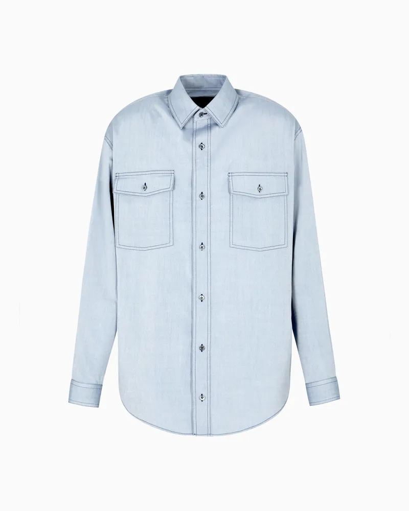 Giorgio Armani Bluse aus Seide Hellblau