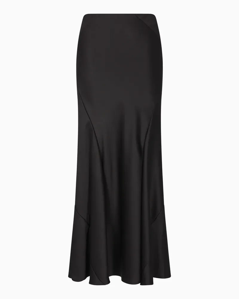 Giorgio Armani Langer Rock aus doppellagigem Seidensatin Schwarz
