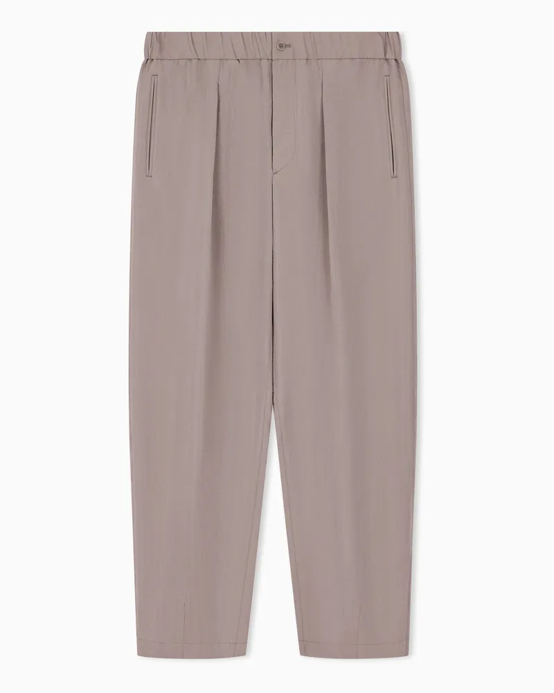 Giorgio Armani Hose Regular Fit aus Seidenmischung mit elastischem Bund Beige