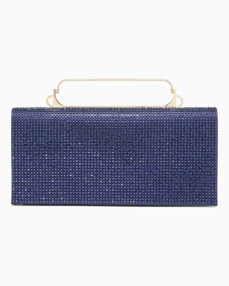 Giorgio Armani Clutch aus Satin und Strass Blau