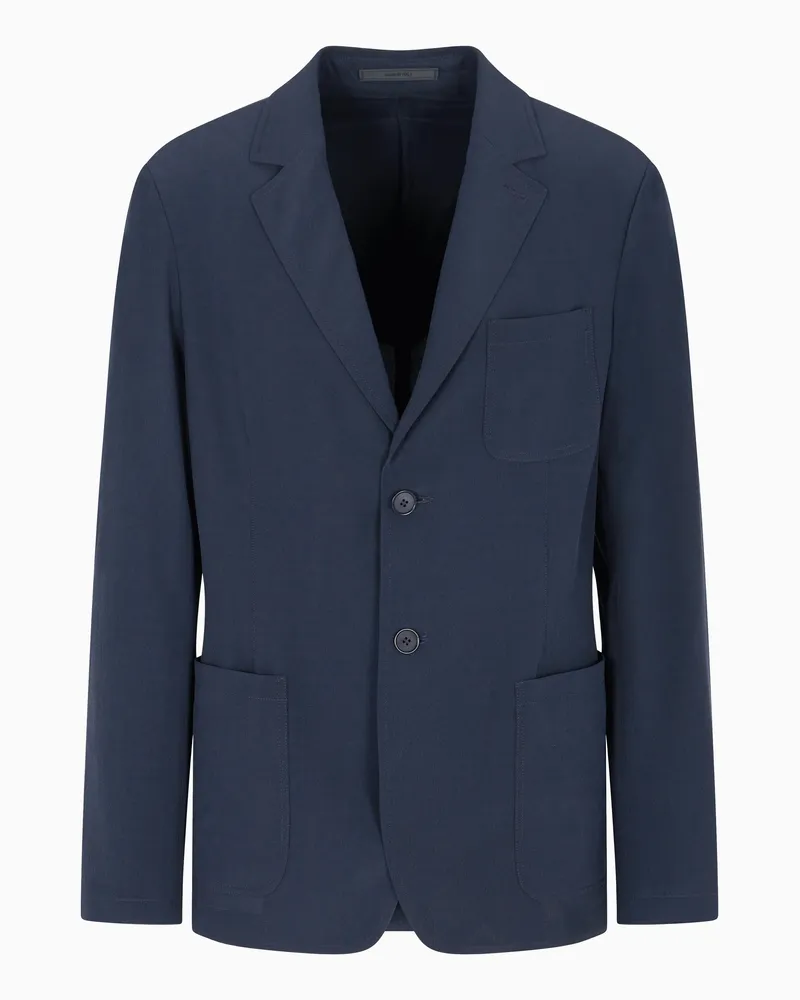 Giorgio Armani Einreihiges Sakko aus Seiden-Krepp Blau