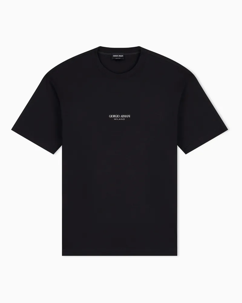 Giorgio Armani Baumwoll-interlock t-shirt mit Rundhals und Cruise-Logo Schwarz