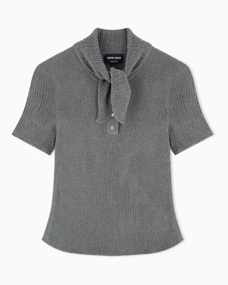 Giorgio Armani Kurzärmliges Poloshirt aus Baumwollmisch-Interlock Grau