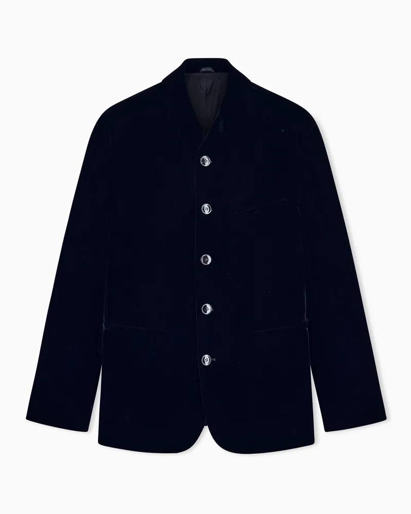 Giorgio Armani Blazer One Shot einreihig aus glattem Stretch-Samt Schwarz