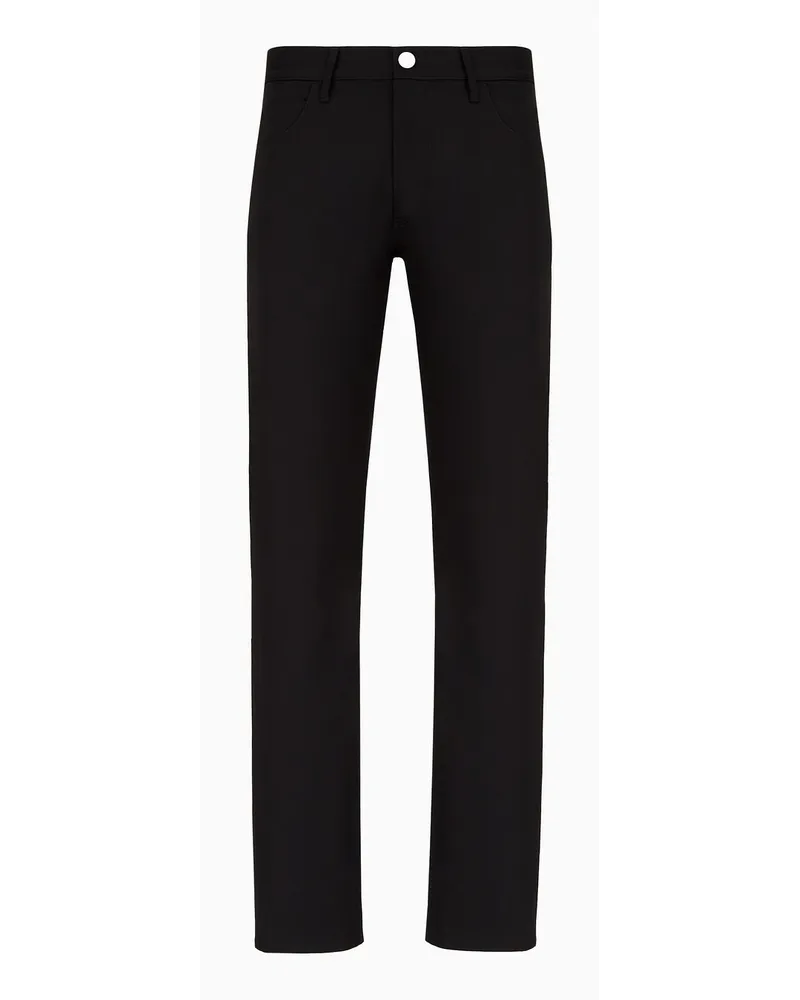 Giorgio Armani Five-pocket-hose In Regular Fit Aus Schurwolle Schwarz