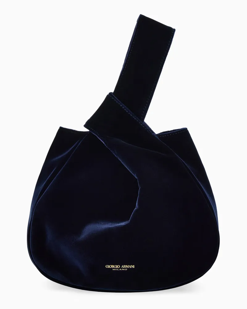Giorgio Armani Skulpturale Handtasche aus Samt mit gedrehtem Griff Marineblau