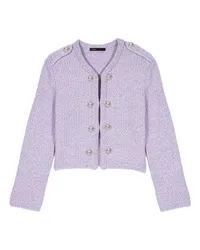 Maje Kurze Strickjacke mit Pailletten Purple