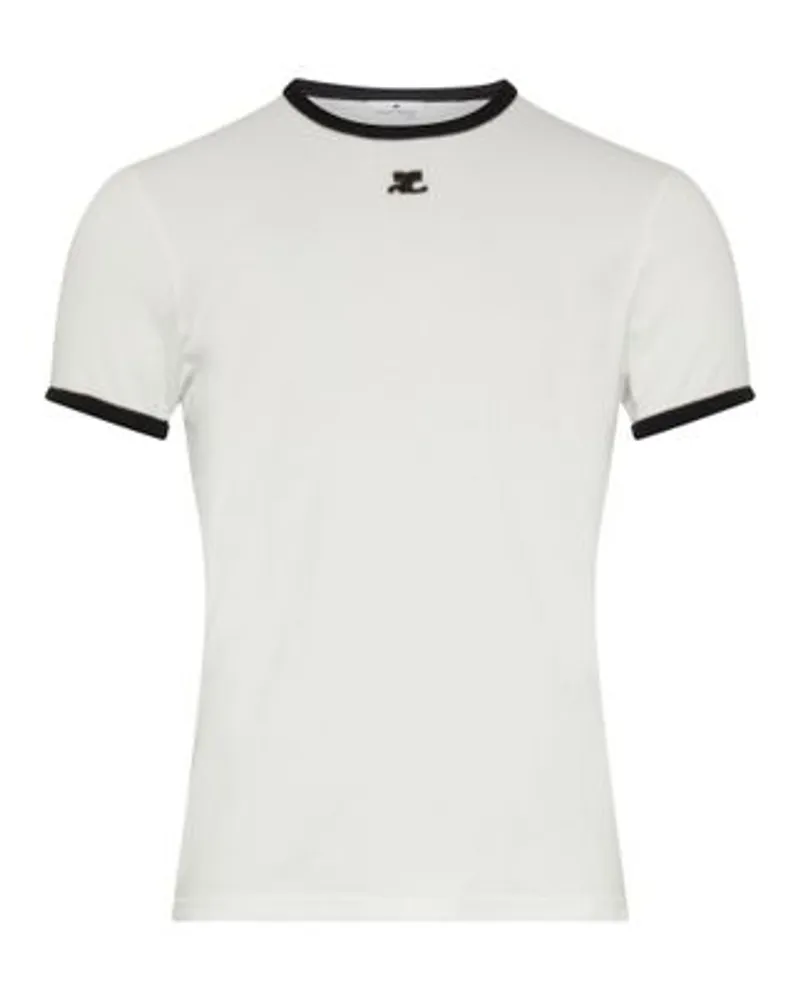 Courrèges T-Shirt mit Kontrastdellen White