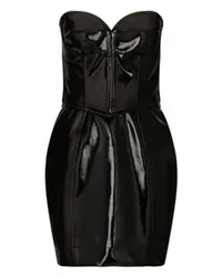 Dolce & Gabbana Kurzes Lederkleid im Korsett-Stil Black