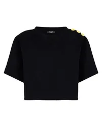 Balmain Kurzes Sweatshirt mit Knöpfen Black