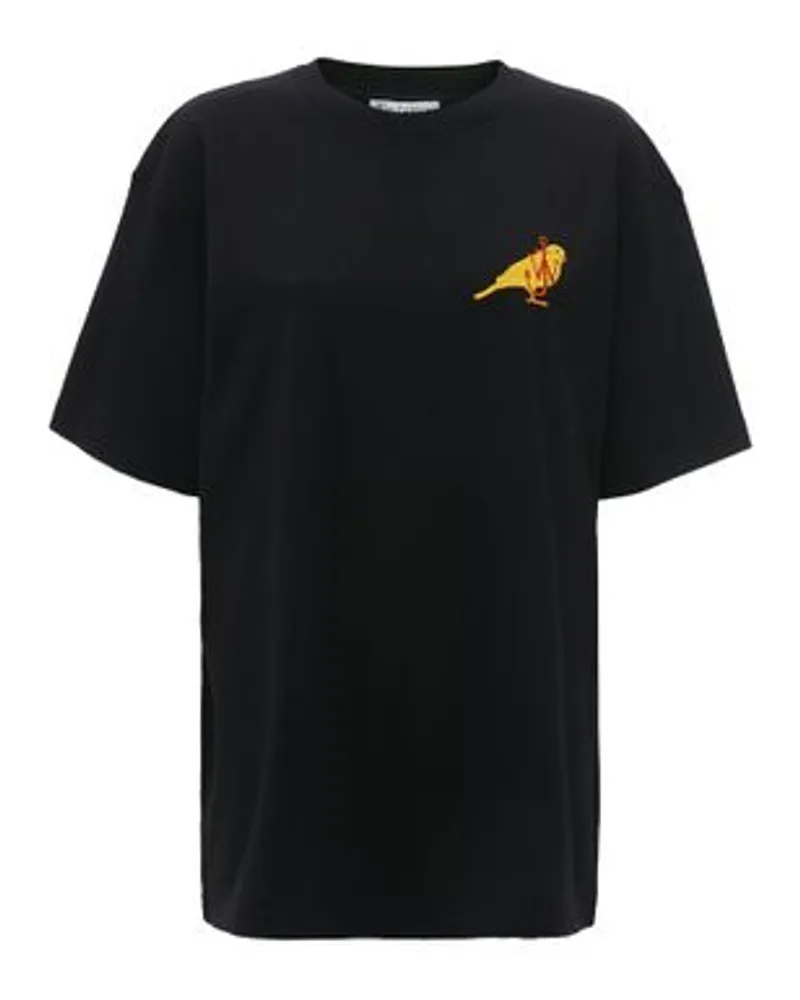 J.W.Anderson T-Shirt mit Kanarienvogel-Stickerei Black