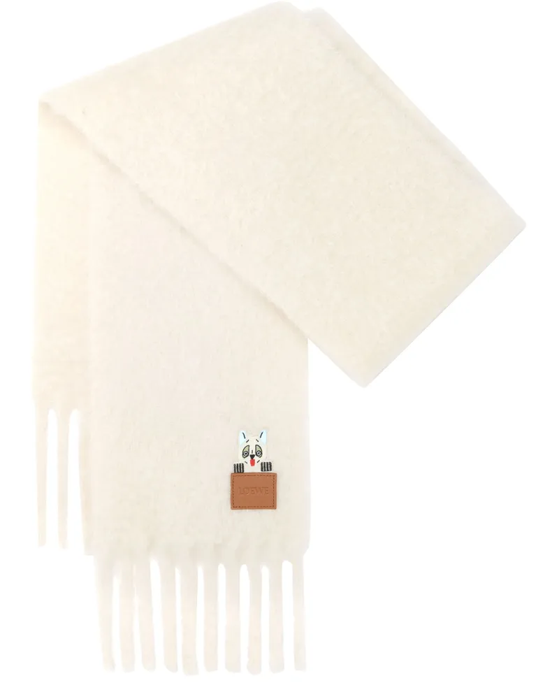 Loewe Schal aus Mohair und Wolle White