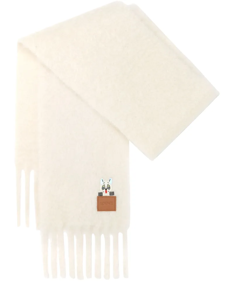 Loewe Schal aus Mohair und Wolle White
