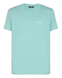 Balmain Kurzärmeliges, beflocktes T-Shirt Balmain Paris Blue