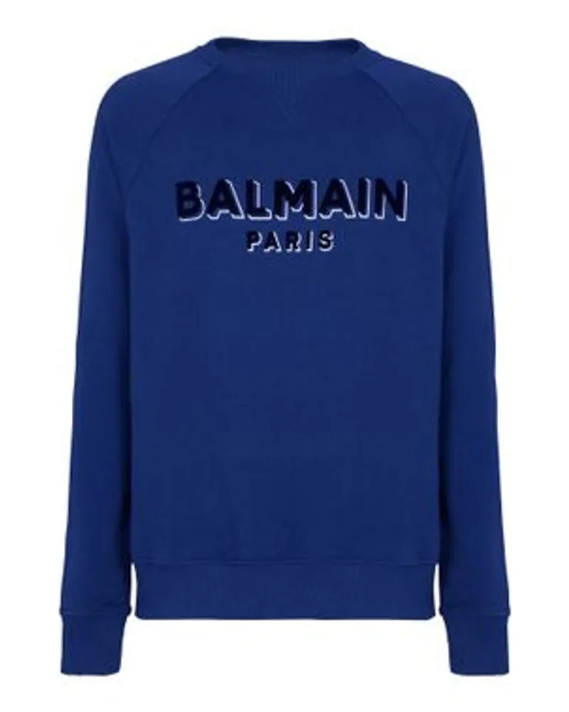 Balmain Sweatshirt Balmain mit Metallic-Beflockung Blue