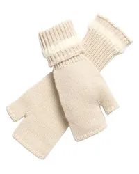 Barrie Fingerlose Kaschmir-Handschuhe mit Faux-Shearling-Design Beige