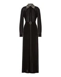 Alberta Ferretti Langes Sable-Kleid mit besticktem Kragen Black