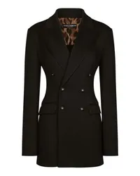 Dolce & Gabbana Zweireihige gerippte Jacke Milano Black