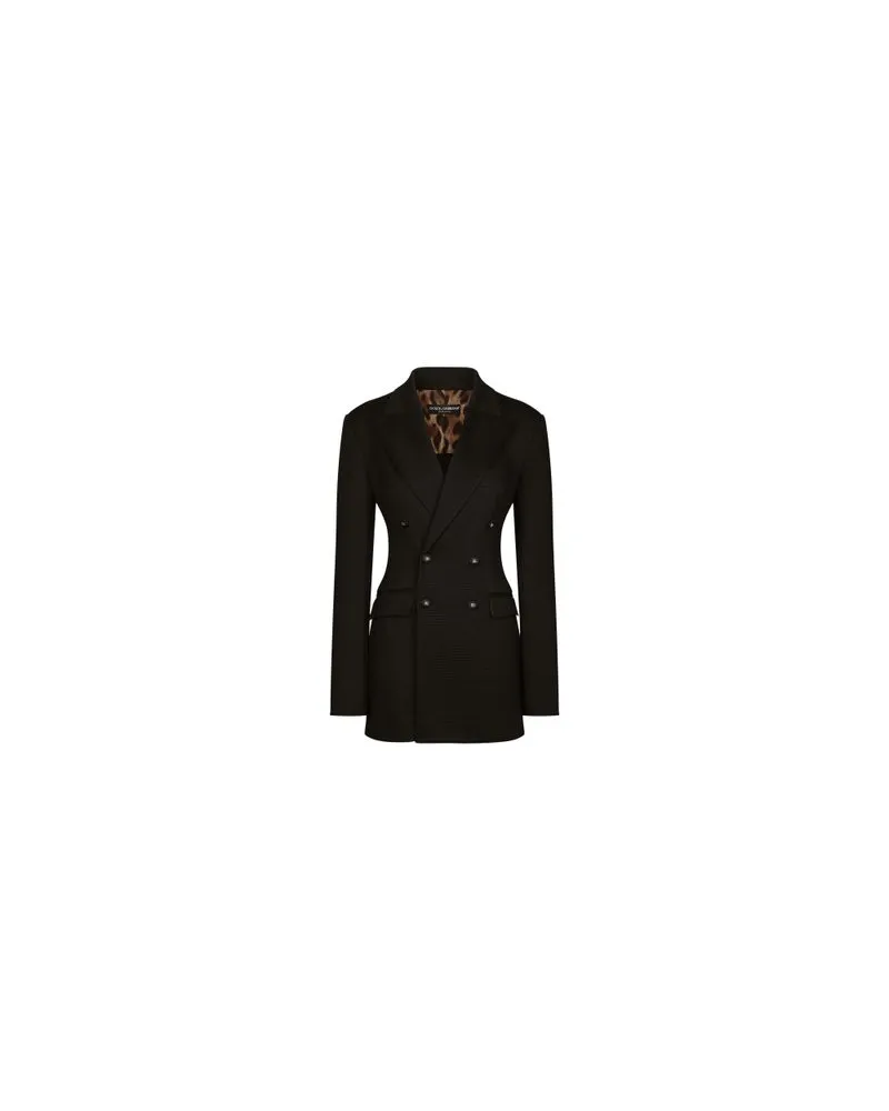 Dolce & Gabbana Zweireihige gerippte Jacke Milano Black