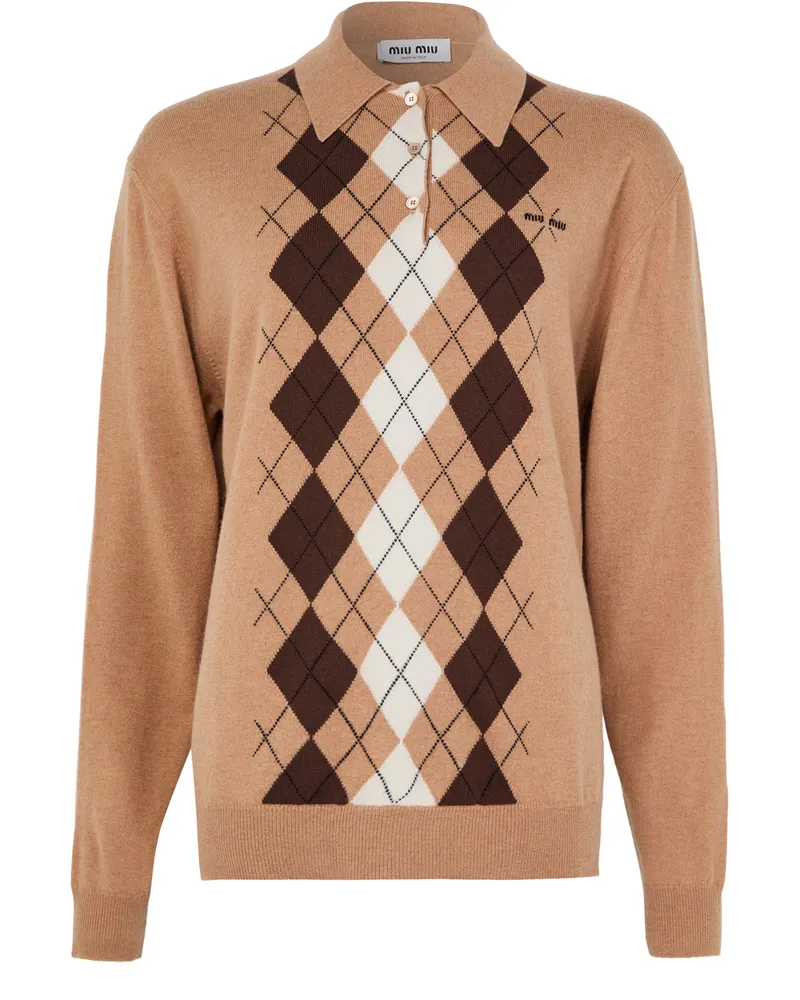 Miu Miu Pullover Argyle mit Polokragen 