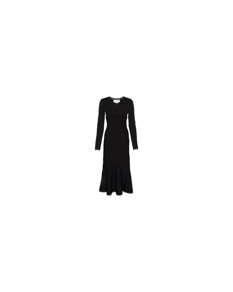 Victoria Beckham Kleid mit V-Ausschnitt und langen Ärmeln Black