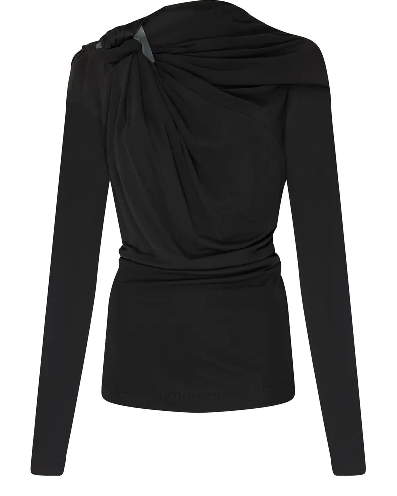 Victoria Beckham Langärmeliges drapiertes Jersey-Top 