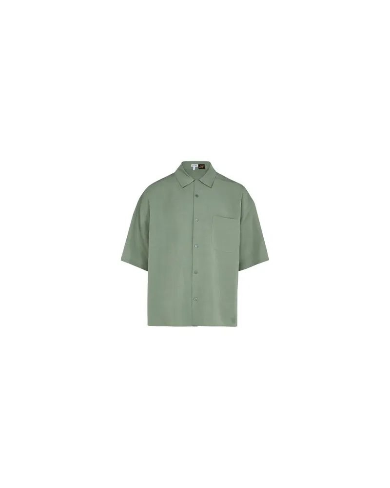 Loewe Short-sleeved linen and viscose shirt Green