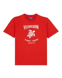 Vilebrequin Baumwoll-T-Shirt mit Schildkröten-Logoprint Red