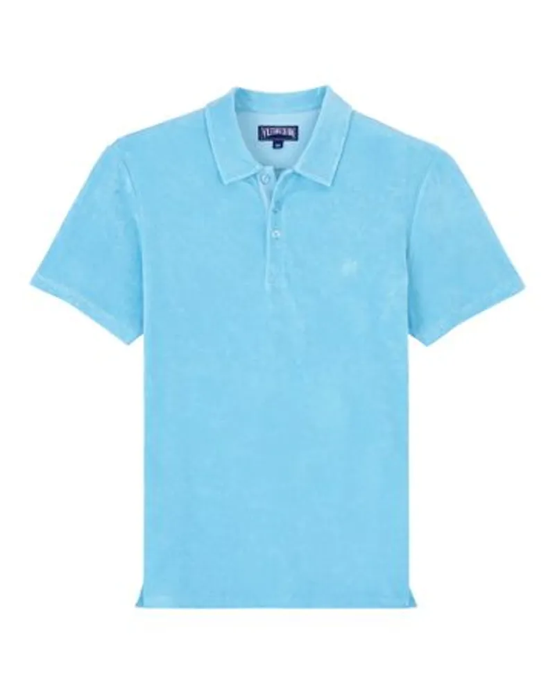 Vilebrequin Einfarbiges Frottee-Poloshirt Blue