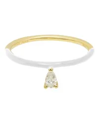 PERSEE Weißer Ring Enamel mit birnenförmigem Diamanten Gold