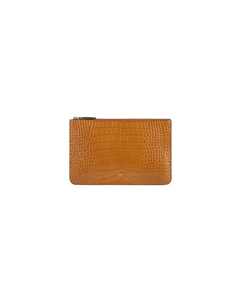 Totême Dreiteilige Clutch aus Leder mit Krokoprägung Orange