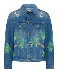 Casablanca Paris Bestickte Jeansjacke mit Print Blue