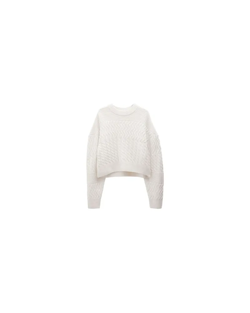 Filippa K Gerade geschnittener Pullover mit Zopfmuster Off-white