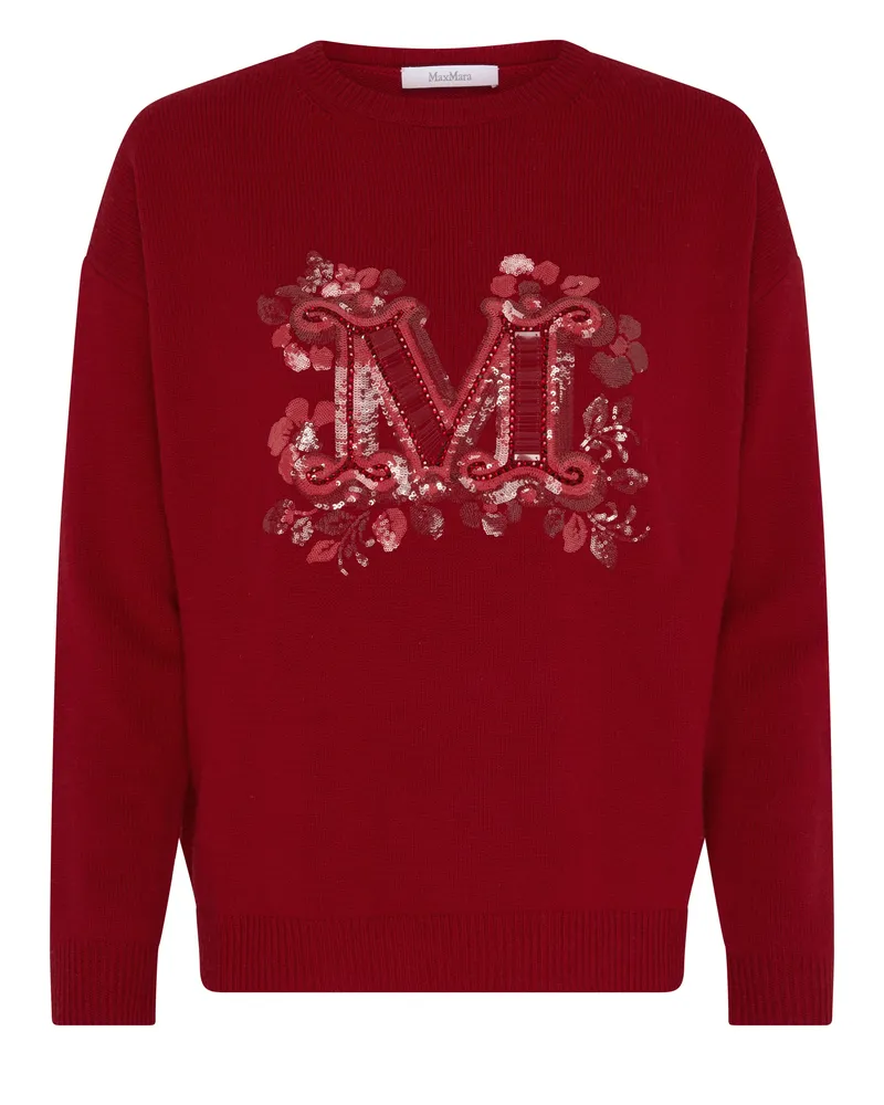 Max Mara Rundhalspullover mit Logo Quota 
