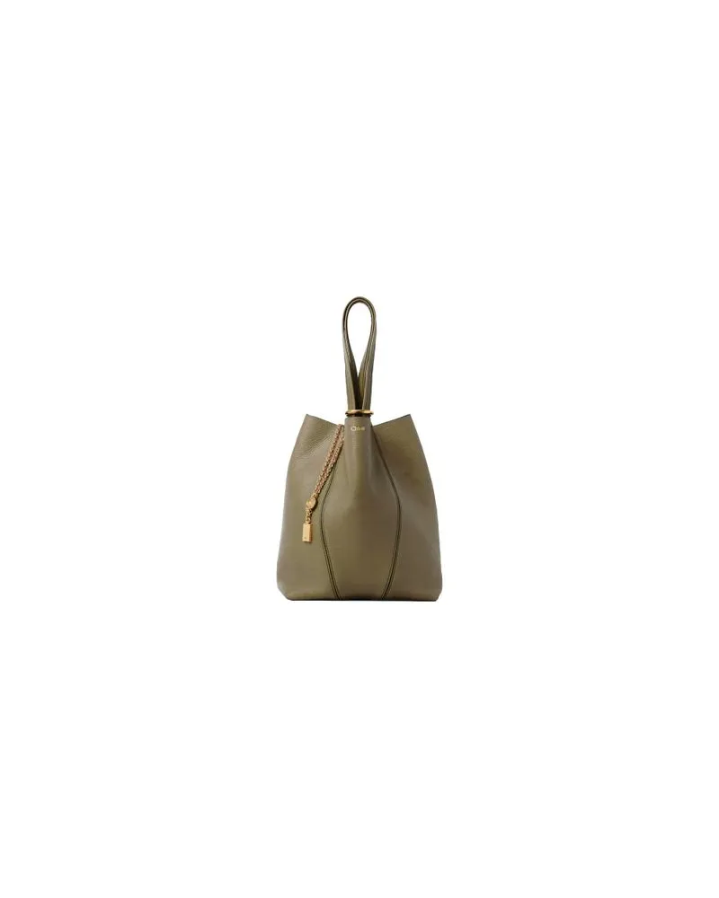 Bottega Veneta Lederrock aus Intrecciato Green