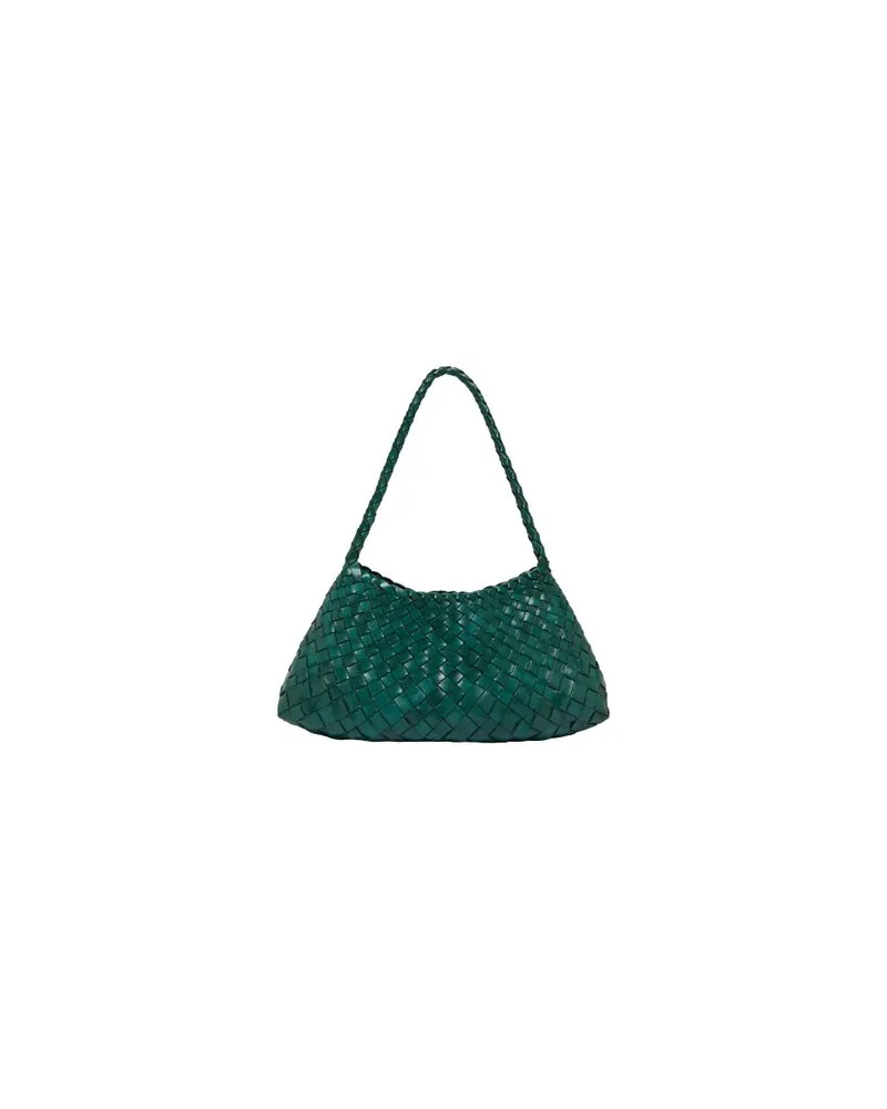 Bottega Veneta Lederrock aus Intrecciato Green